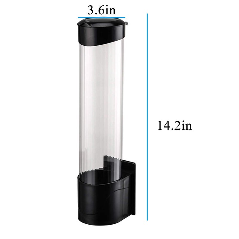 Tirifer Cup Dispenser Wall Mounted Plastic Water Dispenser Disposable Cup Holder Rack, Paste or Screw Plate Mountable for Paper Cups Halloween Party Supplies(L, Black) - Image 5